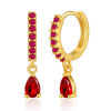 Picture of Eco-friendly Exquisite Stylish 18K Real Gold Plated Brass & Cubic Zirconia Drop Earrings For Women 2.3cm x 0.5cm, 1 Pair