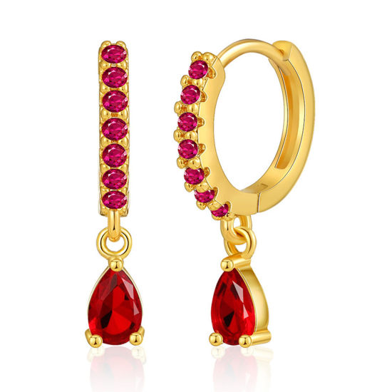 Immagine di Ecologico Squisito Elegante 18K Vero Oro Placcato Ottone & Zircone Cubico Goccia Orecchino Per Donne 2.3cm x 0.5cm, 1 Paio