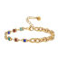 Picture of Eco-friendly Exquisite Stylish 18K Real Gold Plated Brass & Cubic Zirconia Curb Link Chain Rectangle Splicing Bracelets For Women 17cm(6 6/8") long, 1 Piece