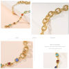 Picture of Eco-friendly Exquisite Stylish 18K Real Gold Plated Brass & Cubic Zirconia Curb Link Chain Rectangle Splicing Bracelets For Women 17cm(6 6/8") long, 1 Piece