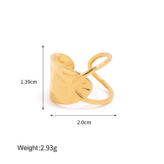 Image de 1 Pièce Placage sous Vide Simple & Décontracté Bagues Ouvert Rétro en 304 Acier Inoxydable Plaqué Or Véritable 18K Irrégulier Unisexe Fête 20mm (Taille d'US: 10.25)