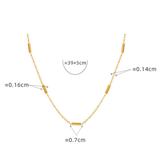 Picture of 1 Piece Vacuum Plating Stylish Simple 18K Real Gold Plated 304 Stainless Steel Link Cable Chain Rectangle Splicing Choker Necklace For Women 39cm(15 3/8") long