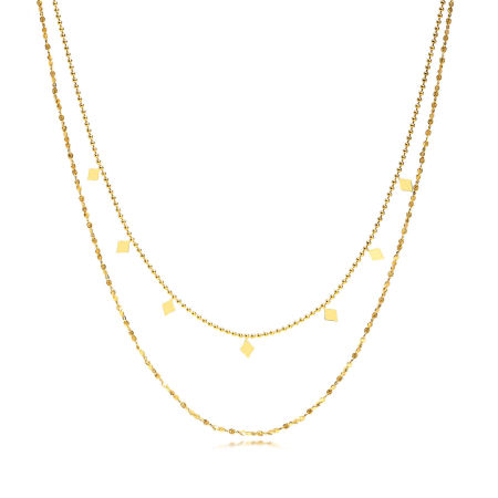 1 Piece Vacuum Plating Simple & Casual Simple 18K Real Gold Plated 304 Stainless Steel Link Cable Chain Rhombus Multilayer Layered Necklace Unisex Party 40cm-46cm long