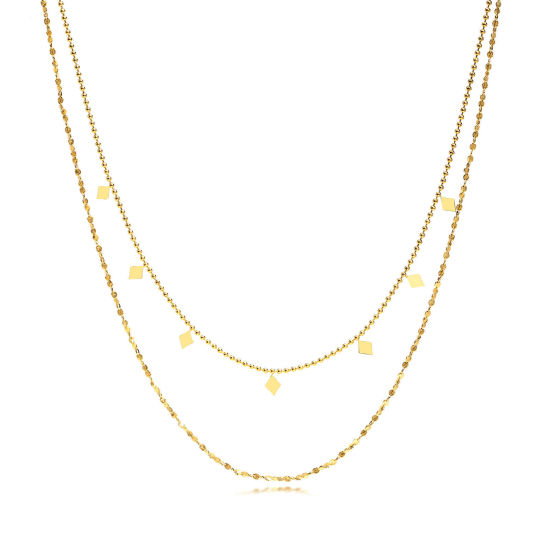 Imagen de 1 Unidad Enchapado al Vacío Sencillo & Casual Sencillo 18K Oro Real Chapado 304 Acero Inoxidable Cable Cadena Cruz Diamond Collar Múltiples Capas Unisexo Fiesta 40cm longitud