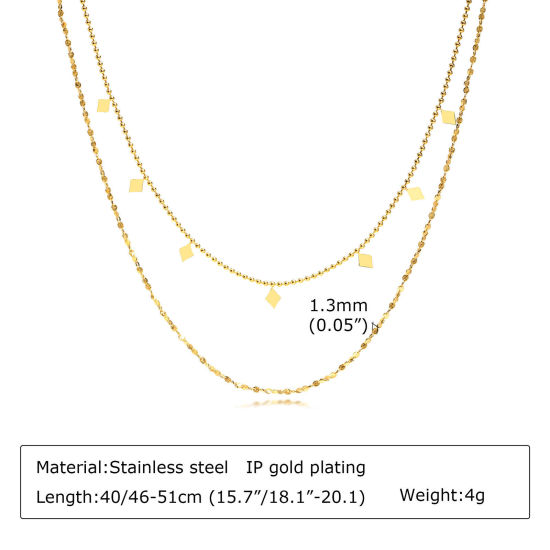 Imagen de 1 Unidad Enchapado al Vacío Sencillo & Casual Sencillo 18K Oro Real Chapado 304 Acero Inoxidable Cable Cadena Cruz Diamond Collar Múltiples Capas Unisexo Fiesta 40cm longitud