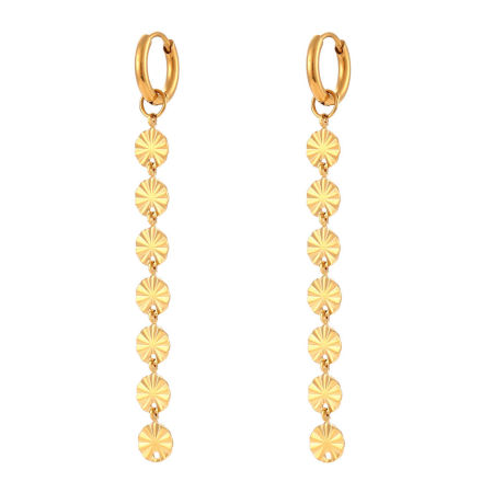 1 Pair Vacuum Plating Simple & Casual Stylish 18K Real Gold Plated 304 Stainless Steel Round Tassel Earrings For Children Party 6.7cm