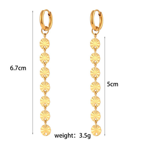 Immagine di 1 Paio Placcatura Sottovuoto Semplice & Casual Elegante 18K Vero Oro Placcato 304 Acciaio Inossidabile Tondo Nappa Orecchini Per Bambini Festa 6.7cm