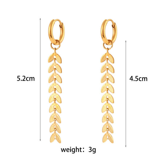 Imagen de 1 Par Enchapado al Vacío Sencillo & Casual Elegante 18K Oro Real Chapado 304 Acero Inoxidable Cola de pescado Borla Pendientes Para Niños Fiesta 5.2cm