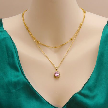 Picture of Eco-friendly Stylish 18K Real Gold Plated 304 Stainless Steel Snake Chain Heart Cross Multilayer Layered Necklace For Women