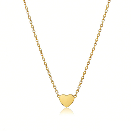 Picture of 1 Piece Vacuum Plating Minimalist Stylish 18K Gold Plated 304 Stainless Steel Link Cable Chain Heart Pendant Necklace For Women Mother's Day 45cm(17 6/8") long