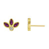 Picture of Hypoallergenic Sweet & Cute Exquisite 18K Real Gold Plated Brass & Cubic Zirconia Leaf Clover Ear Post Stud Earrings For Women Party 1.3cm x 1cm, 1 Pair