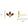 Picture of Hypoallergenic Sweet & Cute Exquisite 18K Real Gold Plated Brass & Cubic Zirconia Leaf Clover Ear Post Stud Earrings For Women Party 1.3cm x 1cm, 1 Pair