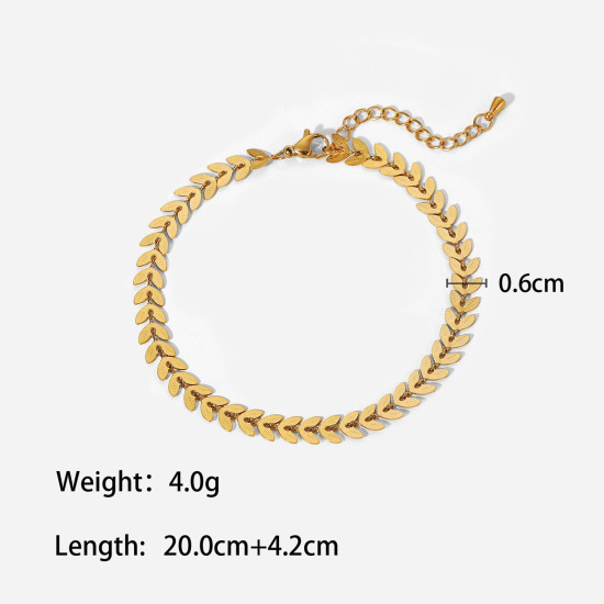 Immagine di 1 Pz Placcatura Sottovuoto Elegante Semplice 18K Vero Oro Placcato 304 Acciaio Inossidabile Catena Punta di Freccia Cavigliere Per Donne 20cm Lunghezza