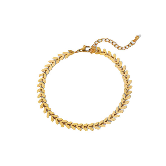 Immagine di 1 Pz Placcatura Sottovuoto Elegante Semplice 18K Vero Oro Placcato 304 Acciaio Inossidabile Catena Punta di Freccia Cavigliere Per Donne 20cm Lunghezza