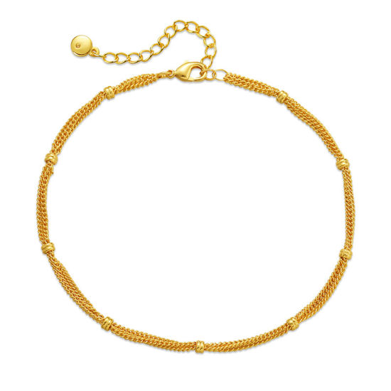 Picture of Eco-friendly Minimalist Stylish 18K Gold Plated Brass Link Chain Anklet For Women 22cm(8 5/8") long, 1 Piece