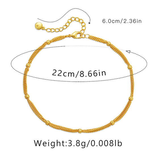 Picture of Eco-friendly Minimalist Stylish 18K Gold Plated Brass Link Chain Anklet For Women 22cm(8 5/8") long, 1 Piece