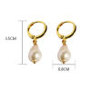 Picture of Hypoallergenic Dainty Retro 18K Gold Plated Pearl & Brass Baroque Earrings For Women Anniversary 3.5cm x 0.8cm, 1 Pair