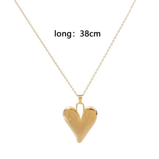 Image de 1 Pièce Collier à Pendentif Chaîne Maille Forçat Élégant en 304 Acier Inoxydable Placage sous Vide Simple & Décontracté Plaqué Or 18K Cœur Unisexe 38cm long