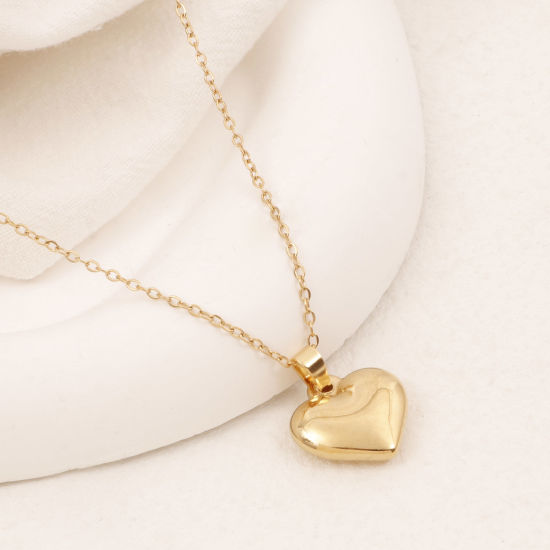 Image de 1 Pièce Collier à Pendentif Chaîne Maille Forçat Élégant en 304 Acier Inoxydable Placage sous Vide Simple & Décontracté Plaqué Or 18K Cœur Unisexe 38cm long