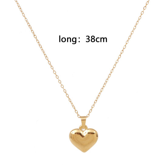 Image de 1 Pièce Collier à Pendentif Chaîne Maille Forçat Élégant en 304 Acier Inoxydable Placage sous Vide Simple & Décontracté Plaqué Or 18K Cœur Unisexe 38cm long
