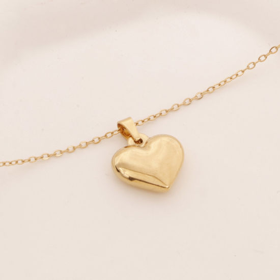 Image de 1 Pièce Collier à Pendentif Chaîne Maille Forçat Élégant en 304 Acier Inoxydable Placage sous Vide Simple & Décontracté Plaqué Or 18K Cœur Unisexe 38cm long