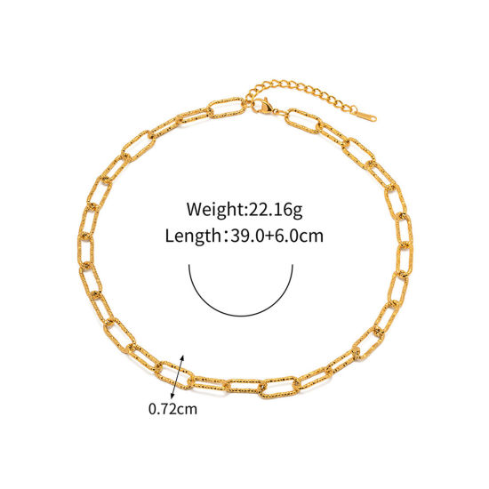 Picture of Eco-friendly Vacuum Plating Minimalist Stylish 18K Real Gold Plated 304 Stainless Steel Paperclip Chain Choker Necklace For Women Party 39cm(15 3/8") long, 1 Piece