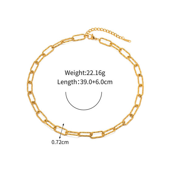 Imagen de Enchapado al Vacío Ecológico Minimalista Elegante 18K Oro Real Chapado 304 Acero Inoxidable Catena di Fermagli Collar Gargantilla Para Mujeres Fiesta 39cm longitud, 1 Unidad