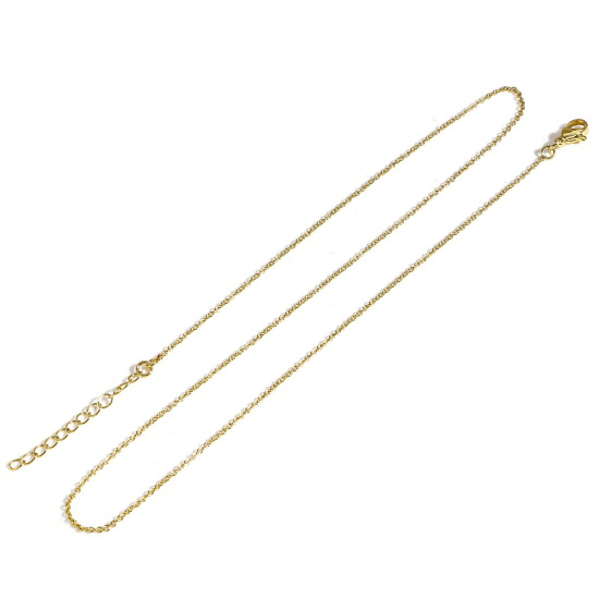 Image de 1 Pièce Respectueux de la Nature Simple & Décontracté Colliers Chaîne Maille Jaseron Simple en Laiton Plaqué Or 18K Pour Femmes Nouvelle Maman 45cm long
