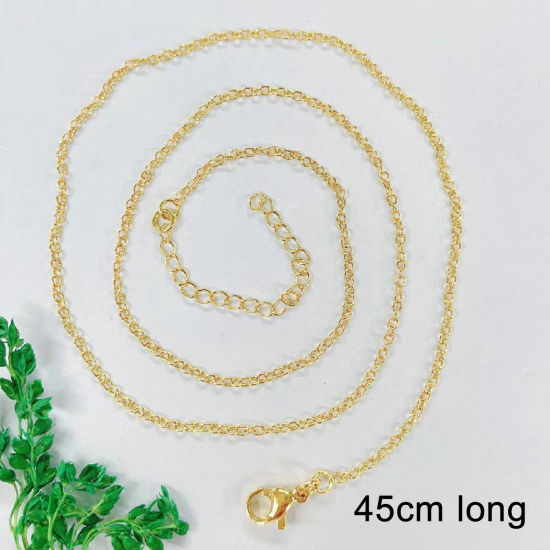 Image de 1 Pièce Respectueux de la Nature Simple & Décontracté Colliers Chaîne Maille Jaseron Simple en Laiton Plaqué Or 18K Pour Femmes Nouvelle Maman 45cm long