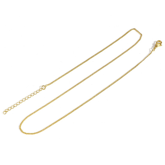 Image de 1 Pièce Respectueux de la Nature Simple & Décontracté Colliers Chaîne Maille Cheval Simple en Laiton Plaqué Or 18K Pour Femmes Nouvelle Maman 45cm long