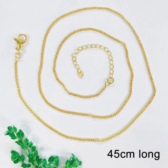 Image de 1 Pièce Respectueux de la Nature Simple & Décontracté Colliers Chaîne Maille Cheval Simple en Laiton Plaqué Or 18K Pour Femmes Nouvelle Maman 45cm long