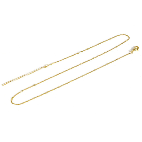 Image de 1 Pièce Respectueux de la Nature Simple & Décontracté Colliers Chaîne Maille Fleur Simple en Laiton Plaqué Or 18K Pour Femmes Nouvelle Maman 45cm long
