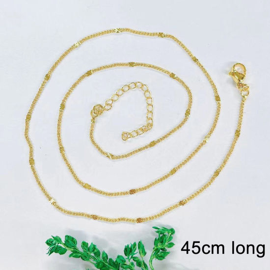 Image de 1 Pièce Respectueux de la Nature Simple & Décontracté Colliers Chaîne Maille Fleur Simple en Laiton Plaqué Or 18K Pour Femmes Nouvelle Maman 45cm long