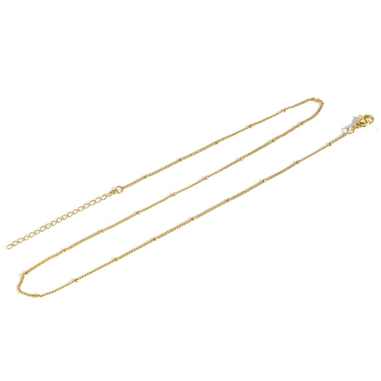 Image de 1 Pièce Respectueux de la Nature Simple & Décontracté Colliers Chaîne Maille Bille Simple en Laiton Plaqué Or 18K Pour Femmes Nouvelle Maman 45cm long