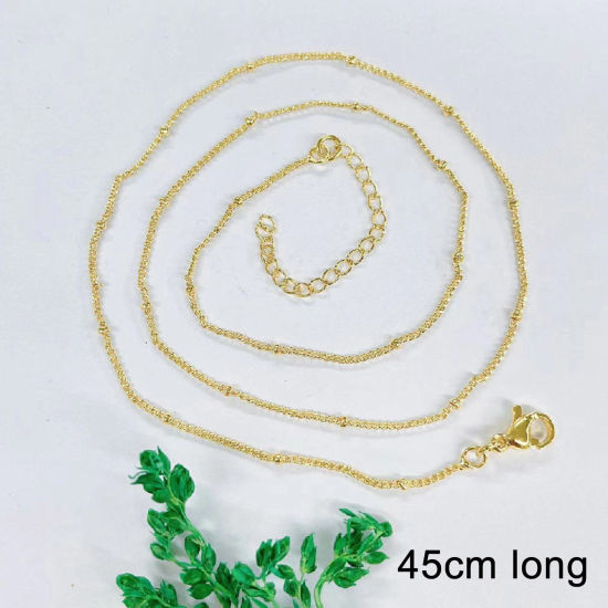 Image de 1 Pièce Respectueux de la Nature Simple & Décontracté Colliers Chaîne Maille Bille Simple en Laiton Plaqué Or 18K Pour Femmes Nouvelle Maman 45cm long