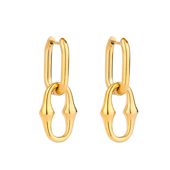 Picture of Eco-friendly Vacuum Plating Retro Stylish 18K Gold Plated 304 Stainless Steel Link Chain Earrings For Women Party 3.6cm x 1.3cm, 1 Pair