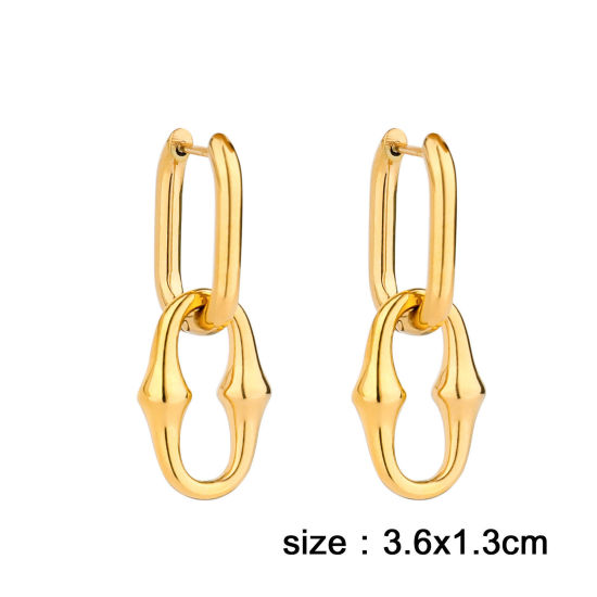Picture of Eco-friendly Vacuum Plating Retro Stylish 18K Gold Plated 304 Stainless Steel Link Chain Earrings For Women Party 3.6cm x 1.3cm, 1 Pair