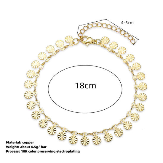 Bild von Umweltfreundlich Einfach und lässig Stilvoll 18K Gold plattiert Messing Blumen-Form Kette Halskette Quast Filigran Armband Für Frauen Party 18cm lang, 1 Strang