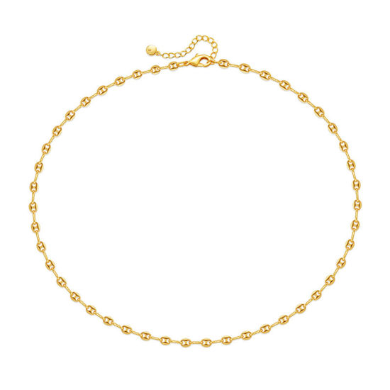 Bild von Umweltfreundliche Vakuumbeschichtung Stilvoll Einfach 18K Vergoldet Messing Anker Mariner Gliederkette Halskette Für Frauen Party 40cm lang, 1 Strang