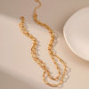 Imagen de Enchapado al Vacío Ecológico Elegante Sencillo 18K Oro Real Chapado Latón Catena di Fermagli Collar Múltiples Capas Para Mujeres Fiesta 38cm-43cm longitud, 1 Unidad