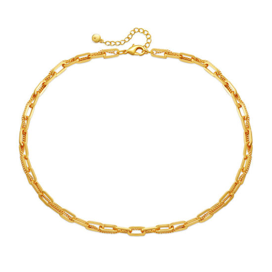 Bild von Umweltfreundliche Vakuumbeschichtung Stilvoll Einfach 18K Vergoldet Messing Gliederkette Kette Halskette Für Frauen Party 43cm lang, 1 Strang