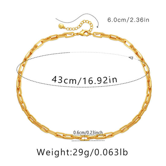 Bild von Umweltfreundliche Vakuumbeschichtung Stilvoll Einfach 18K Vergoldet Messing Gliederkette Kette Halskette Für Frauen Party 43cm lang, 1 Strang
