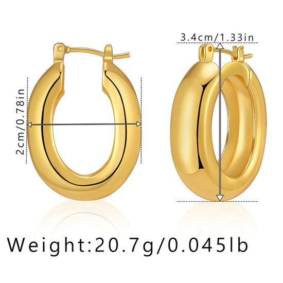Picture of Hypoallergenic Retro Simple 18K Real Gold Plated Brass Hoop Earrings For Women 2.6cm x 1.8cm, 1 Pair
