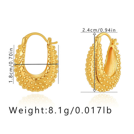Picture of Hypoallergenic Retro Simple 18K Real Gold Plated Brass Hoop Earrings For Women Party 24mm x 18mm, 1 Pair