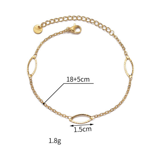 Bild von 1 Strang Vakuumbeschichtung Stilvoll Einfach 14K Gold 304 Edelstahl Gliederkette Kette Oval Armband Für Frauen Party 18cm lang