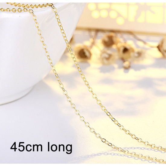 Picture of Eco-friendly Vacuum Plating Stylish Simple 14K Gold Plated Brass Link Cable Chain Necklace For Women Party 45cm(17 6/8") long, 1 Piece