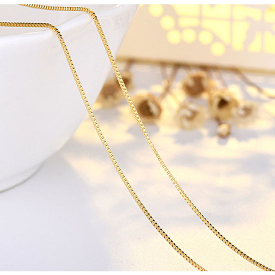 Picture of Eco-friendly Vacuum Plating Stylish Simple 14K Gold Plated Brass Box Chain Necklace For Women Party 45cm(17 6/8") long, 1 Piece