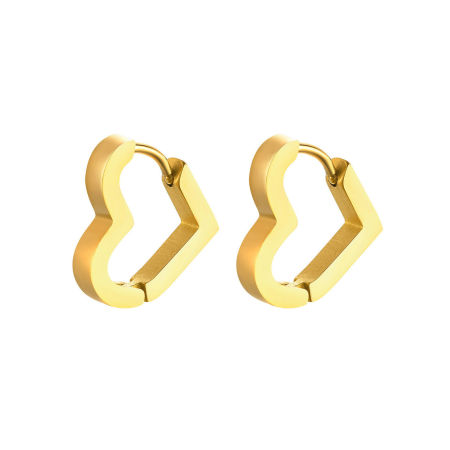 Bild von Umweltfreundliche Vakuumbeschichtung Stilvoll Einfach 18K Gold plattiert 304 Edelstahl Herz Hoop Ohrringe Für Frauen Zurück zur Schule 18mm x 15mm, 1 Paar