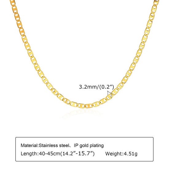 Bild von Umweltfreundliche Vakuumbeschichtung Einfach und lässig Einfach 18K Gold plattiert 304 Edelstahl Anker Mariner Gliederkette Halskette Für Frauen Party 40cm lang, 1 Strang