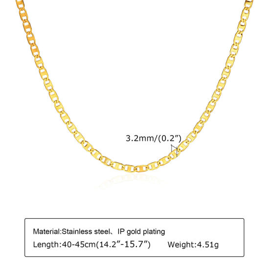 Picture of Eco-friendly Vacuum Plating Simple & Casual Simple 18K Gold Plated 304 Stainless Steel Anchor Mariner Link Chain Necklace For Women Party 40cm(15 6/8") long, 1 Piece